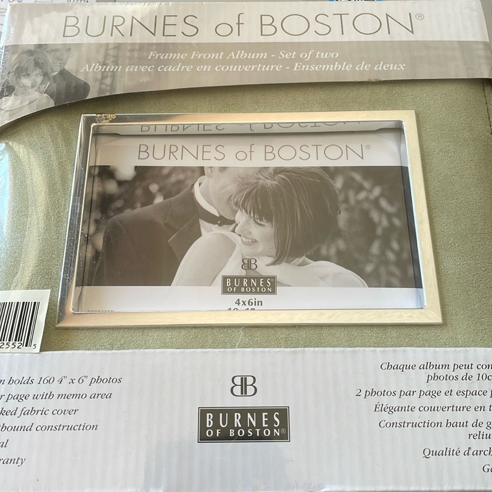 Burnes of Boston Set of 2 Photo Albums, Sage like Color Fabric Covers NEW in Box